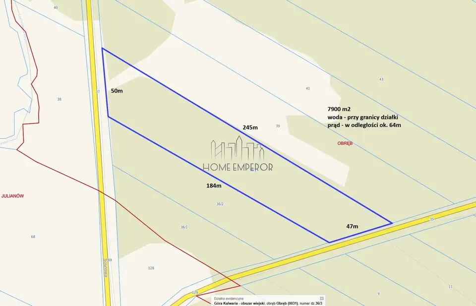 Działka inwestycyjna i rolna 7 900 m², Obręb