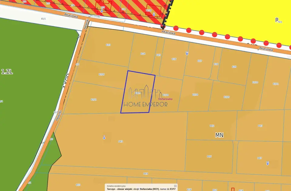 Działka budowlana 1 476 m², Stefanówka