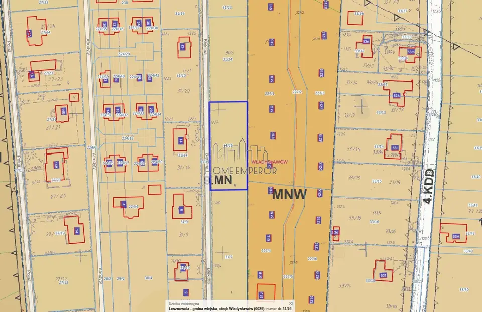 Działka budowlana 1 620 m², Władysławów