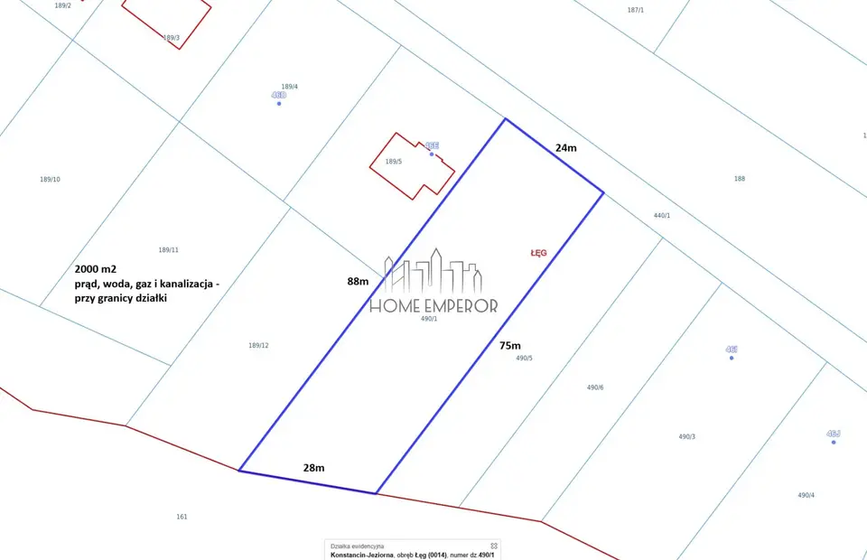 Działka budowlana 2 000 m², Łęg