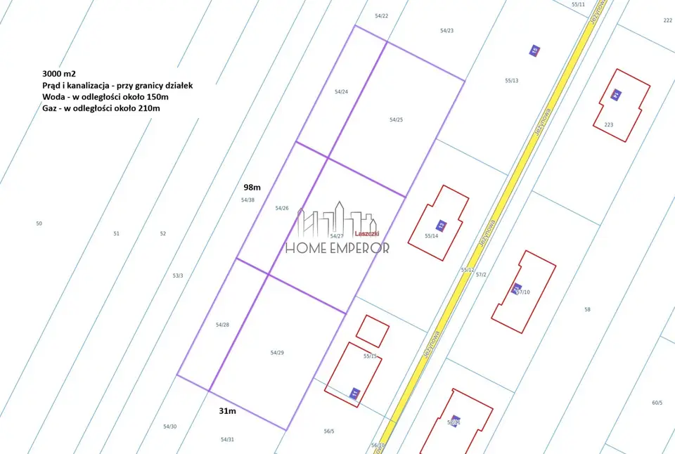 Działka budowlana 3 000 m², Laszczki