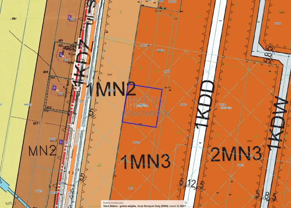 Działka budowlana 1 500 m², Borzęcin Duży