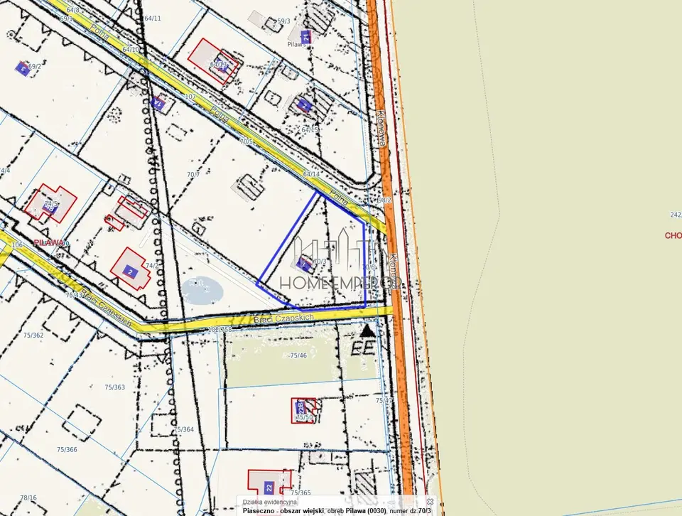 Działka budowlana 1 347 m², Pilawa