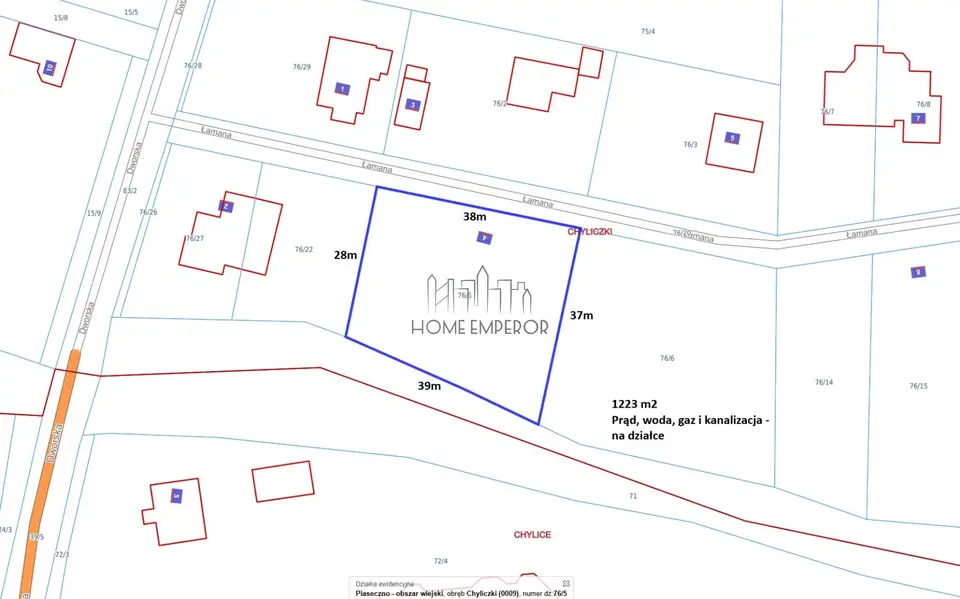Działka budowlana 1 223 m², Piaseczno, Chyliczki