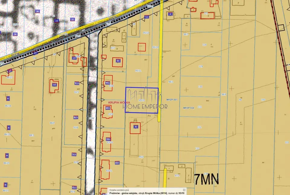Działka budowlana 1 000 m², Krupia Wólka