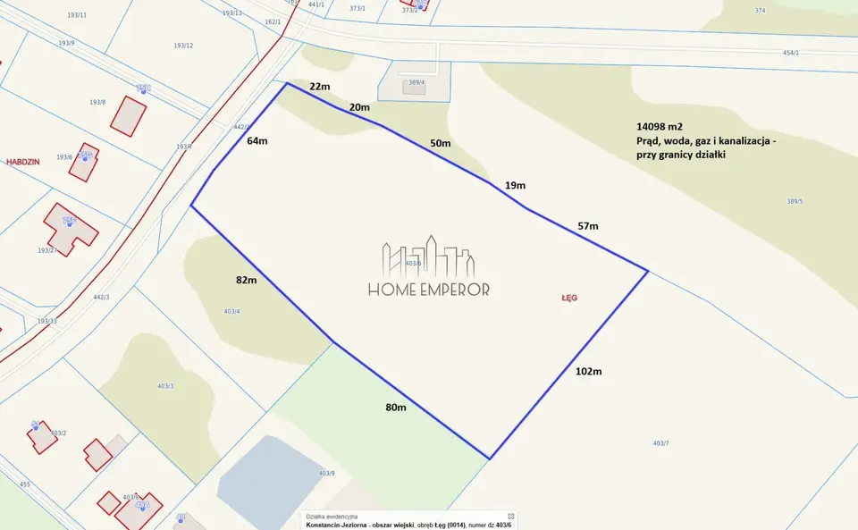 Działka budowlana 1,41 ha, Łęg