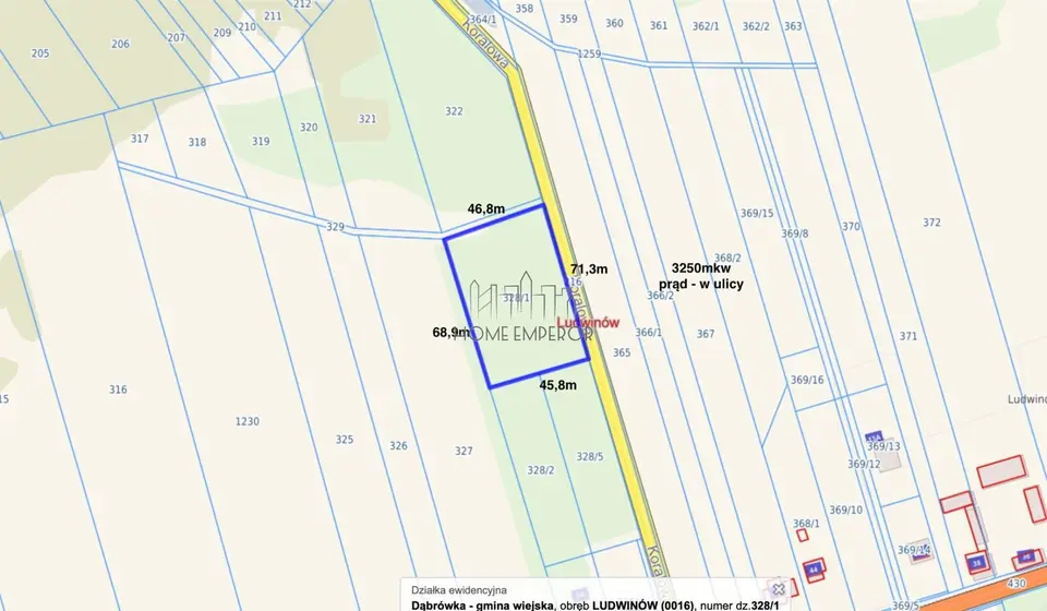 Działka budowlana 3 249 m², Ludwinów
