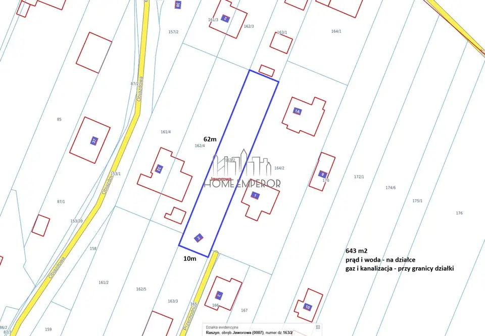 Działka budowlana 643 m², Jaworowa