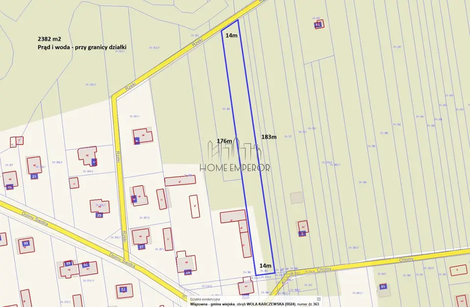 Działka budowlana 2 382 m², Wola Karczewska