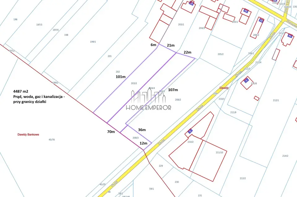 Działka budowlana 4 487 m², Dawidy