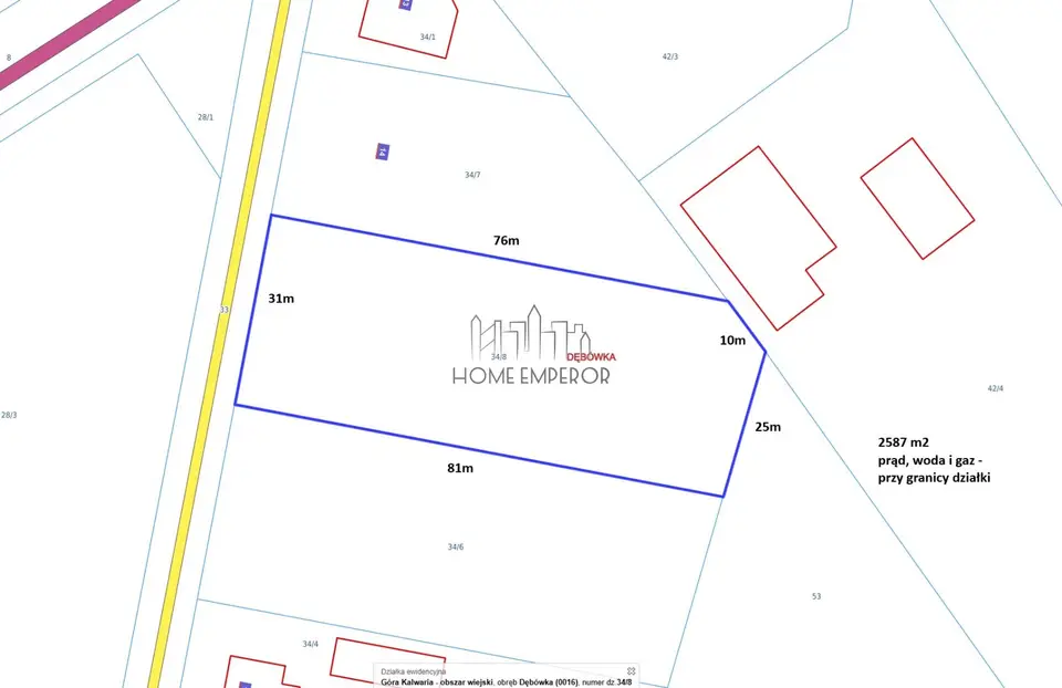 Działka budowlana 2 587 m², Dębówka