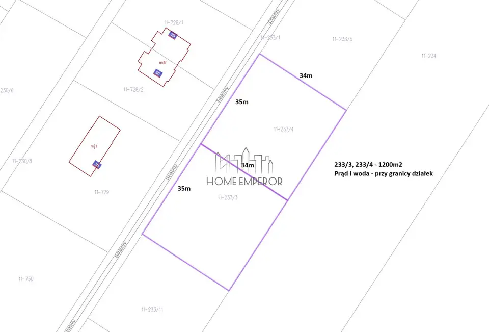 Działka budowlana 1 200 m², Kąck