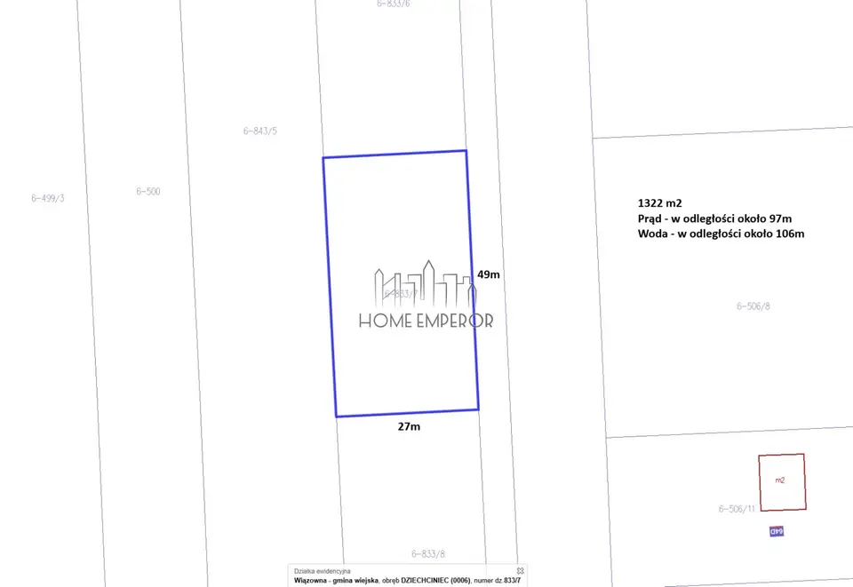 Działka budowlana 1 322 m², Dziechciniec