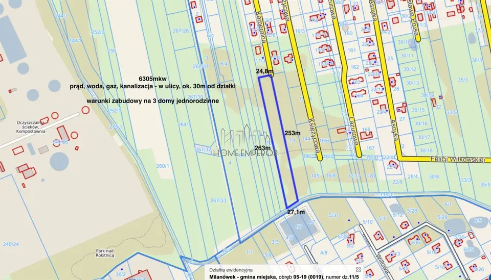 Działka budowlana 6 307 m², Milanówek