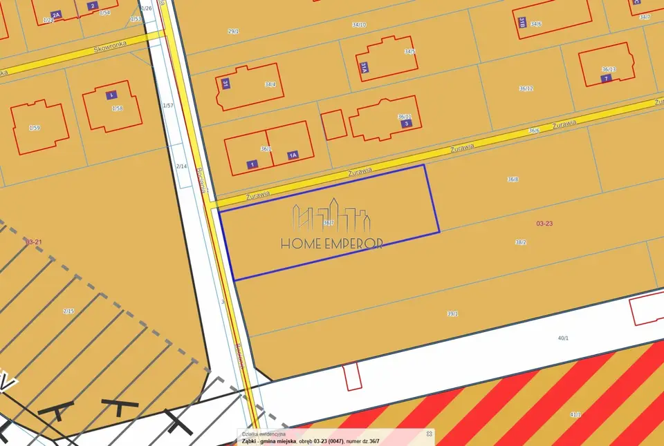 Działka budowlana 882 m², Ząbki