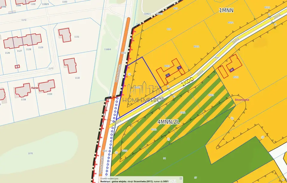 Działka budowlana 2 107 m², Strzeniówka