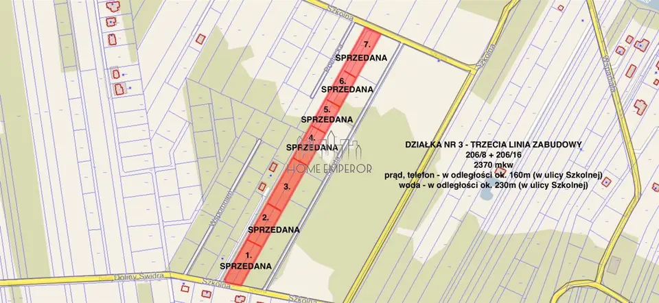 Działka budowlana 2 370 m², Glinianka
