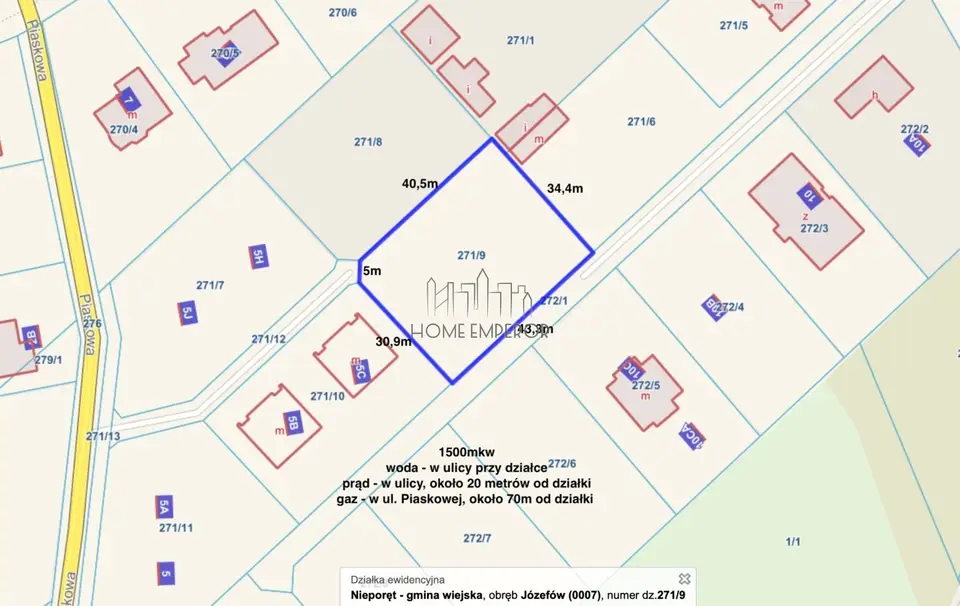 Działka budowlana 1 500 m², Józefów