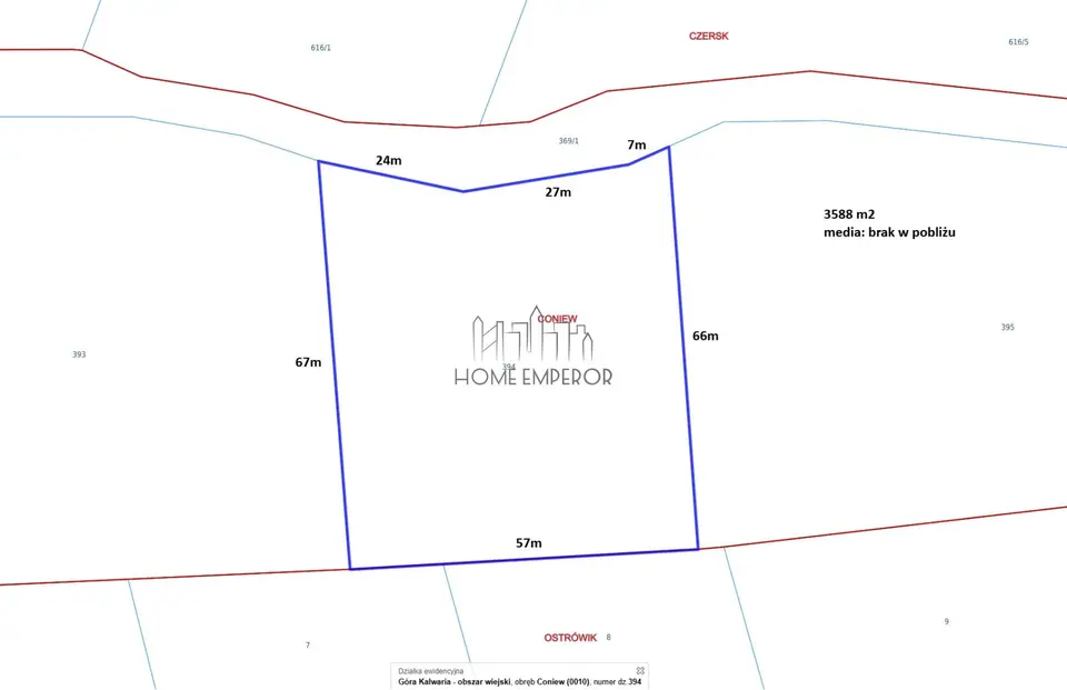 Działka rolna 3 588 m², Coniew