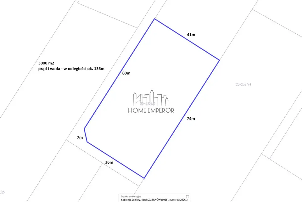 Działka budowlana 3 000 m², Zuzanów
