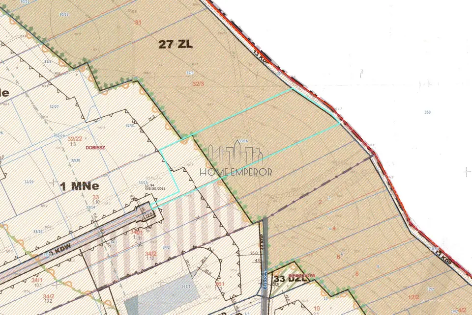 Działka budowlana 8 016 m², Dobiesz