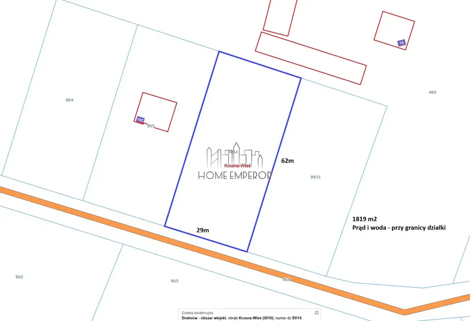 Działka budowlana 1 819 m², Krosna-Wieś