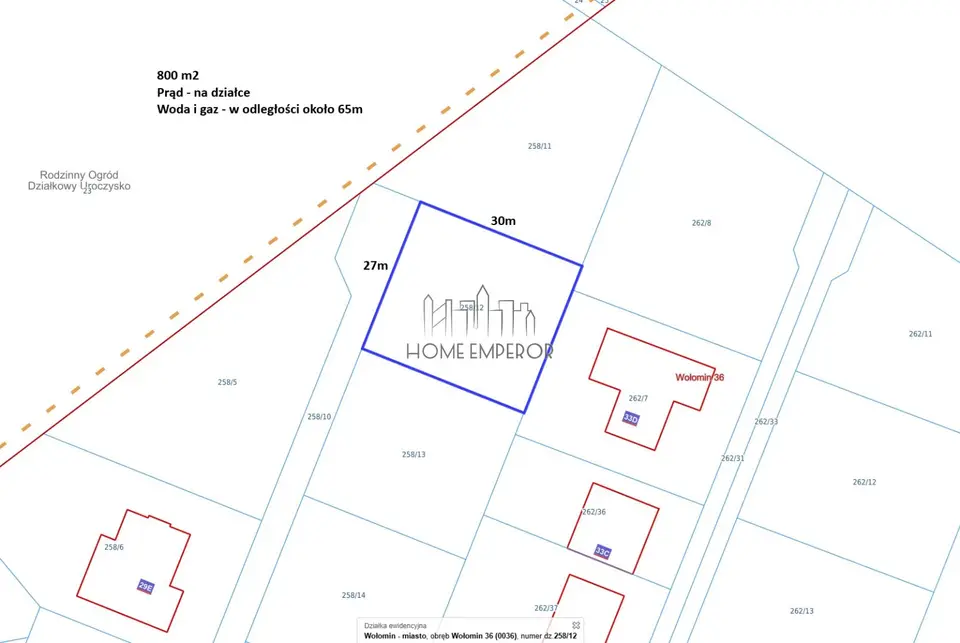Działka budowlana 800 m², Wołomin