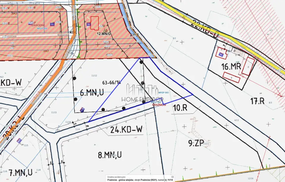 Działka budowlana 3 681 m², Prażmów