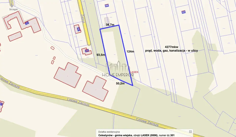 Działka budowlana 4 277 m², Lasek