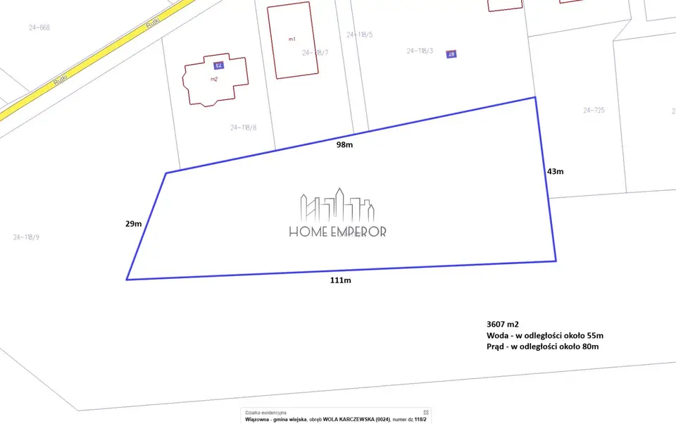 Działka budowlana 3 607 m², Wola Karczewska