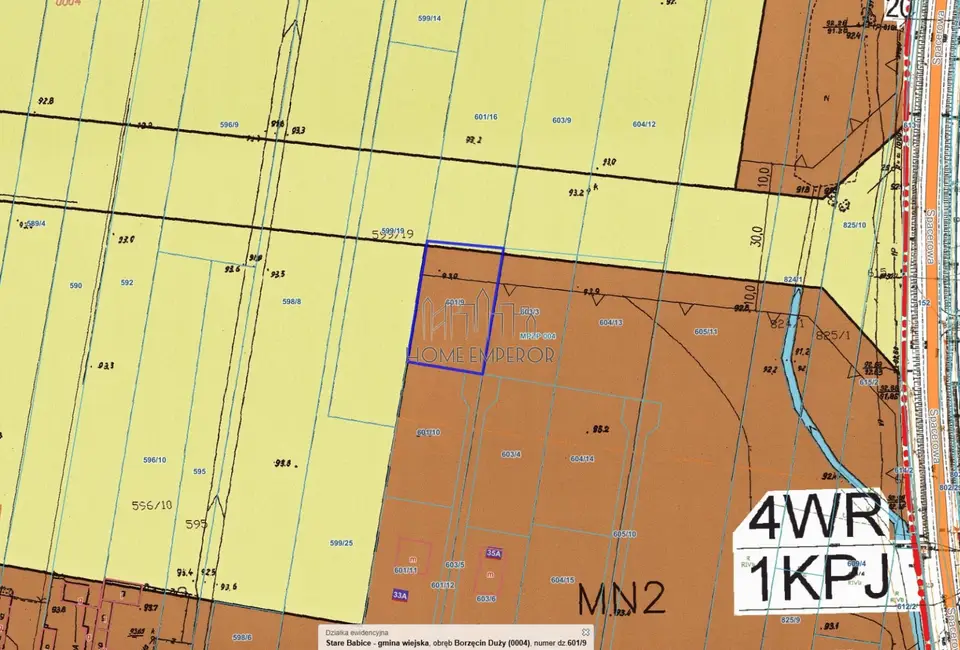 Działka budowlana 1 090 m², Borzęcin Duży