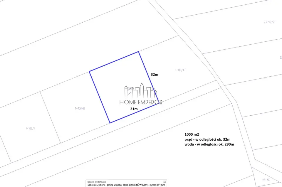 Działka budowlana 1 000 m², Dziecinów