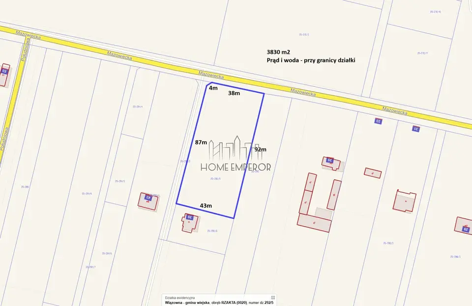 Działka budowlana 3 830 m², Rzakta