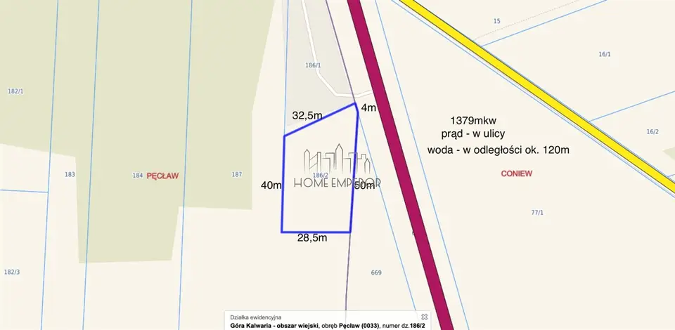 Działka budowlana i inwestycyjna 1 400 m², Pęcław