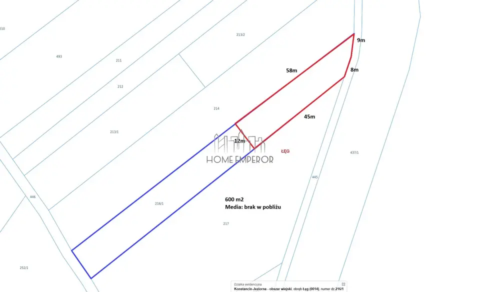 Działka rolna 600 m², Łęg