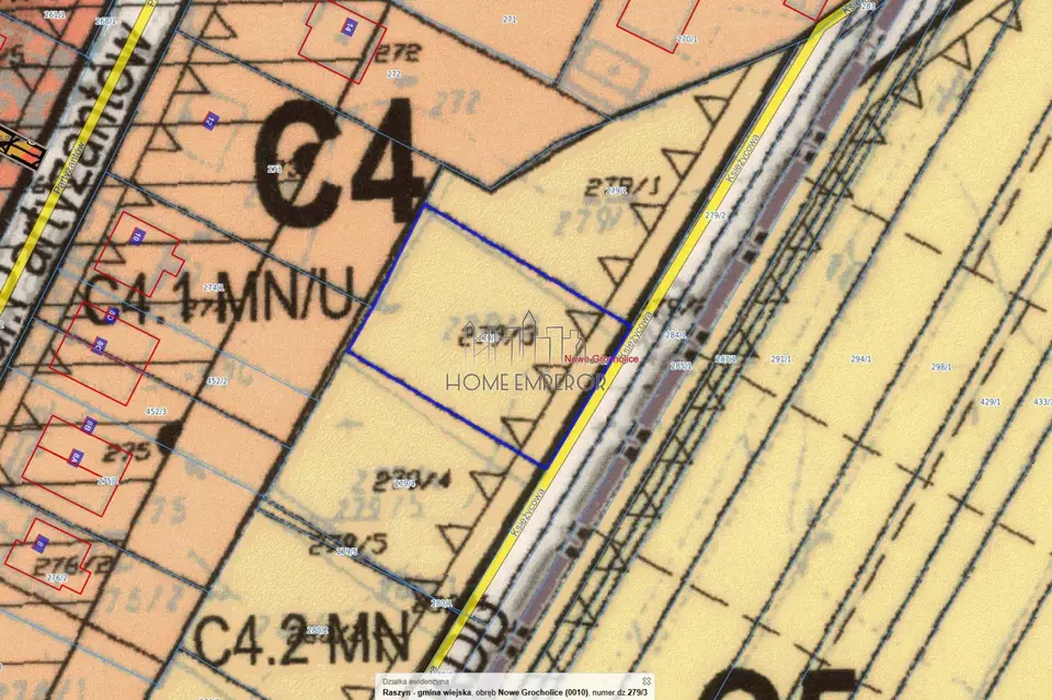 Działka budowlana 1 000 m², Nowe Grocholice