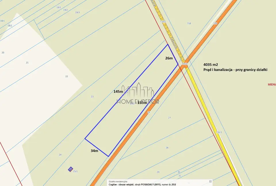 Działka leśna 4 035 m², Posiadały
