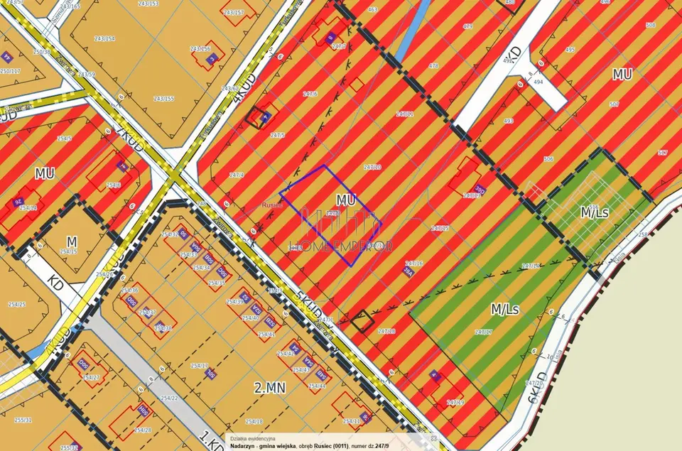 Działka budowlana 1 066 m², Rusiec