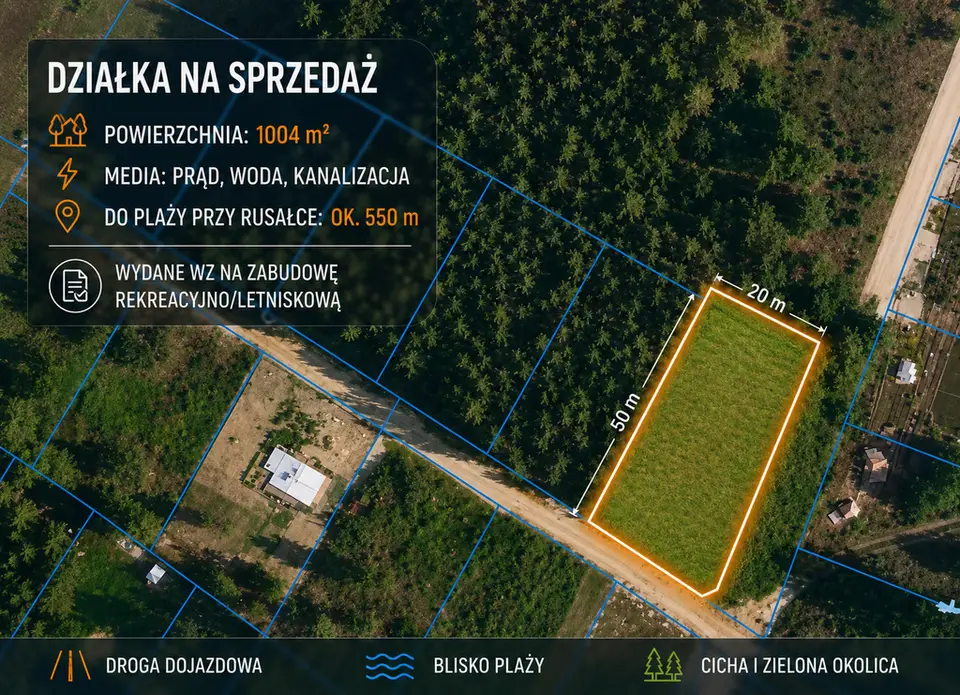Działka budowlana 1 004 m², Orchówek